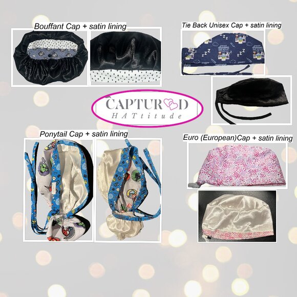 Womens Ponytail Scrub Cap Frost Friends Snowman - Handmade - Picture 6 of 7